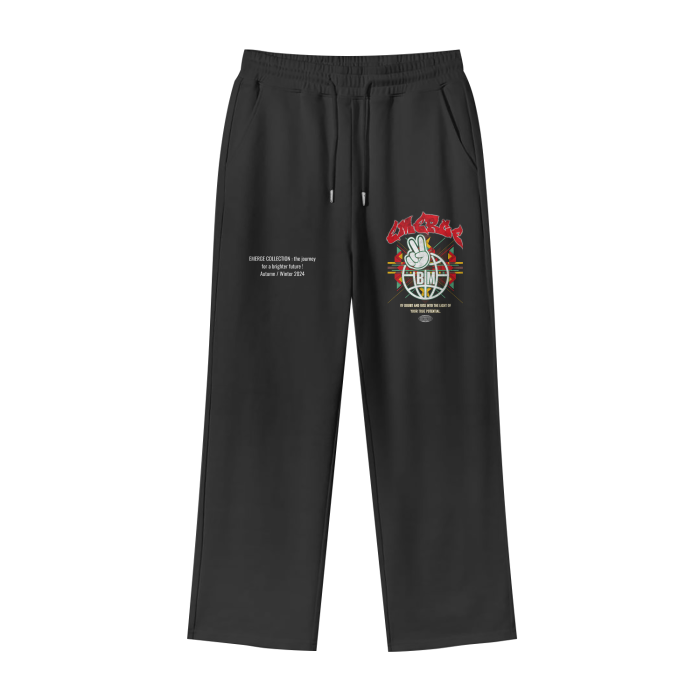 BLACKMANNER " EMERGE " UNISEX 100% COTTON FLEECE STRAIGHT WIDE LEG JOGGER 