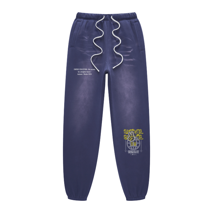 BLACKMANNER " EMERGE " ROYAL BLUE UNISEX WASHED DYED FLEECE JOGGERS 